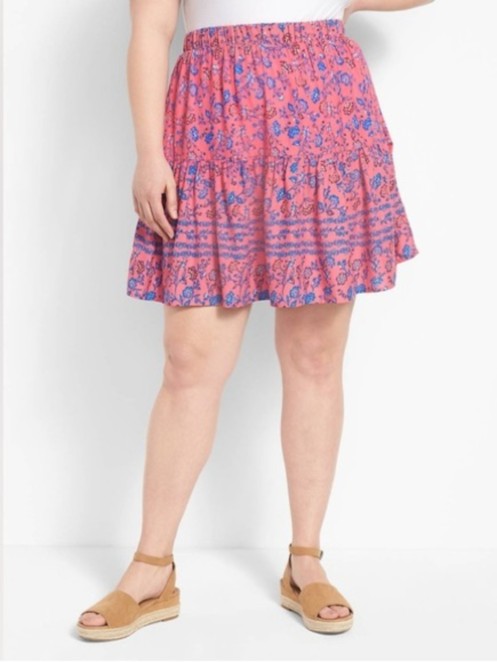 Lane Bryant NEW Floral / Botanical Tiered Boho Mini Skirt 22/24 3X